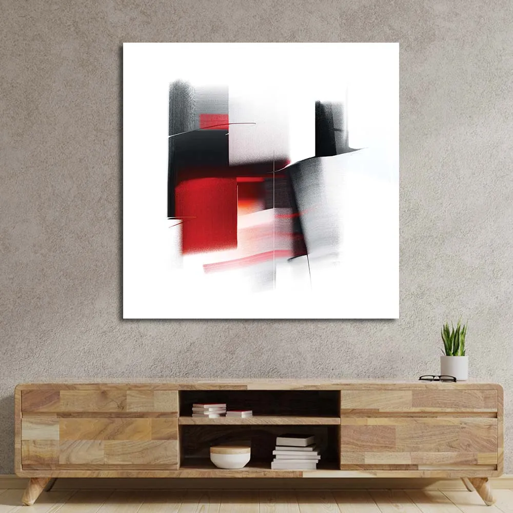 Abstract Black and Red Glass Wall Art