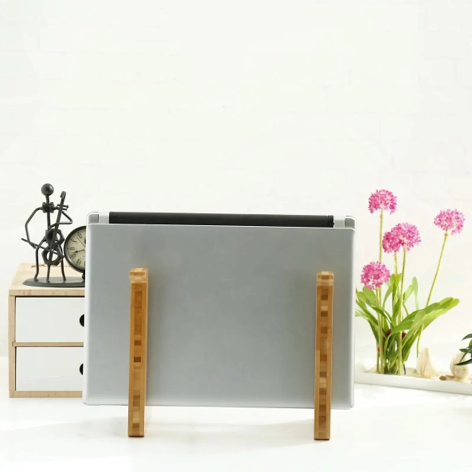 Bamboo Wood Desktop Storage Rack for Computers and Tablets