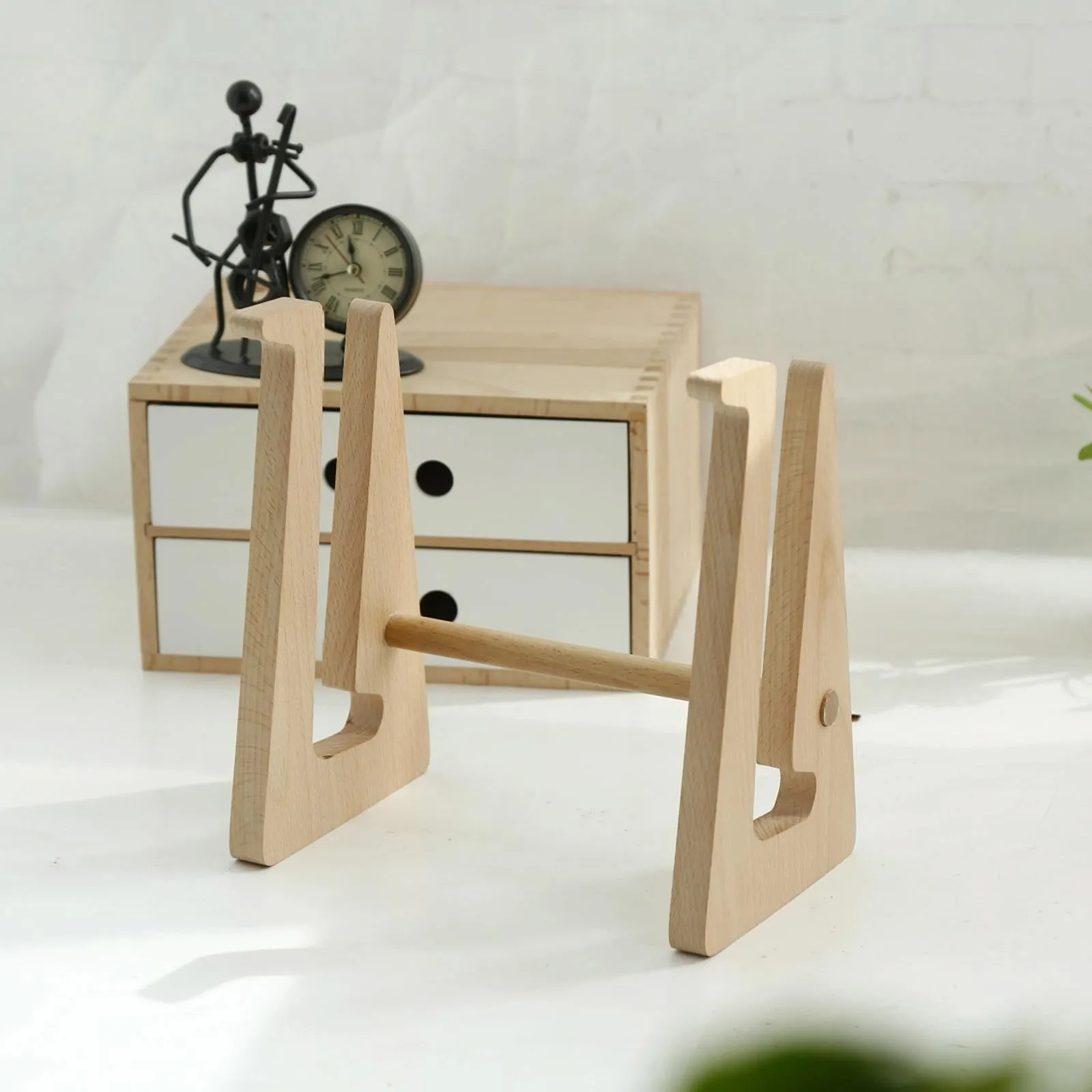 Bamboo Wood Desktop Storage Rack for Computers and Tablets