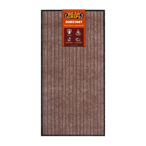 BEAR GRIPS Duro 7 Striped Double-Colored Door, Home and Office mat Anti-Slip PVC Backing for dust Removal, wear-Resistant Main Door, and Kitchen Rug, 6mm Thick, Color: Coffee & Black, Size 40X60 cm
