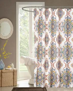 Henna Medallion Fabric Shower Curtain