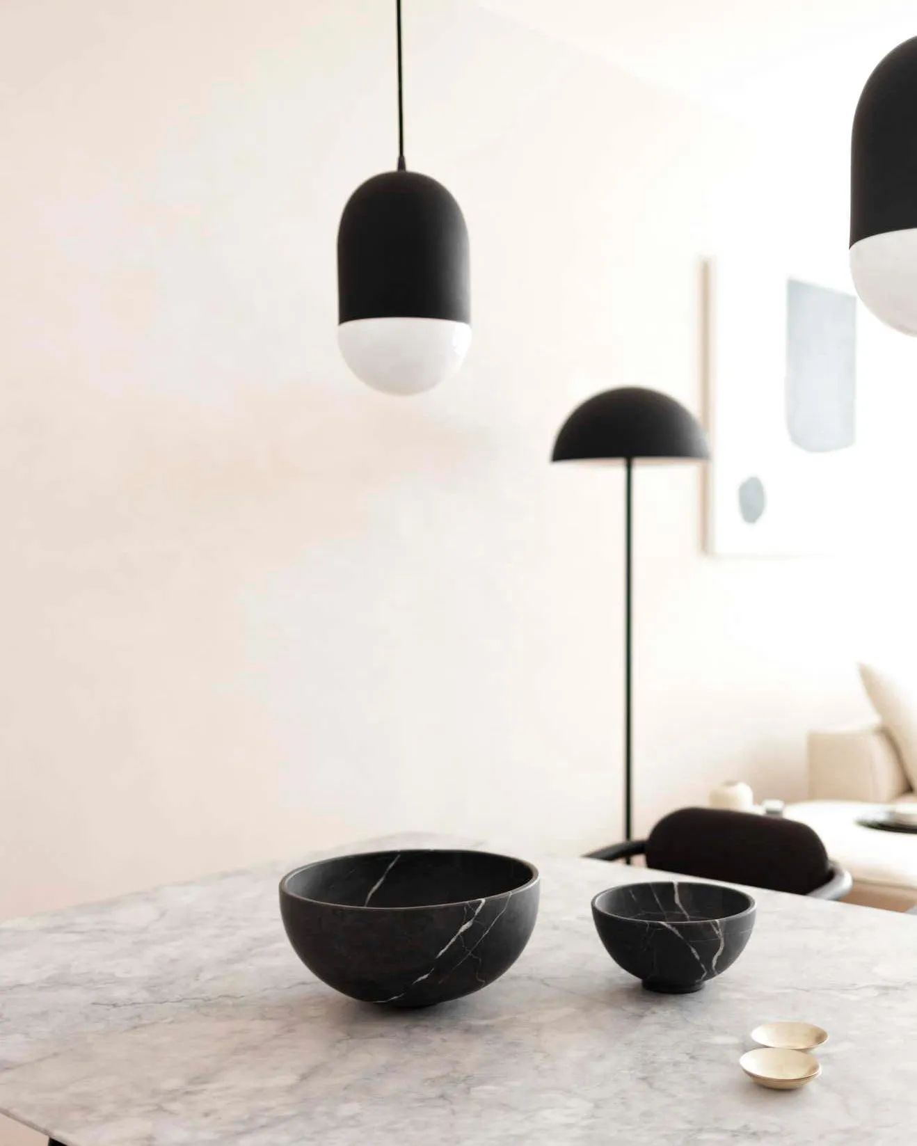 Large Artisanal Bowl in Black Marble