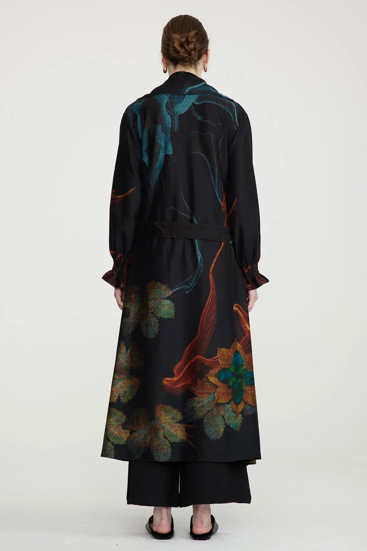 Retro Print Cozy Casual Long Coat
