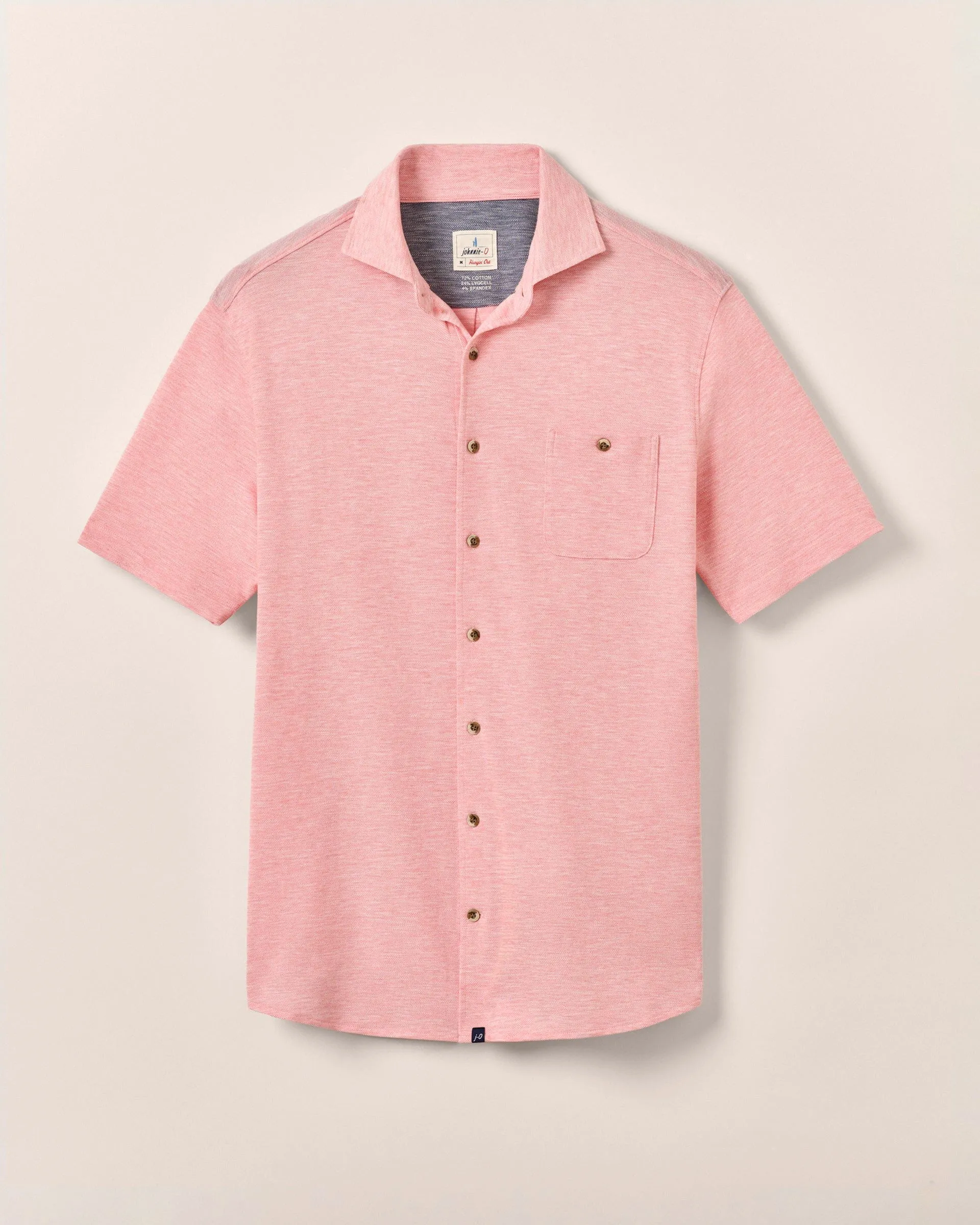 Short-Sleeve Knit Pique Button-Down Shirt - Tasca
