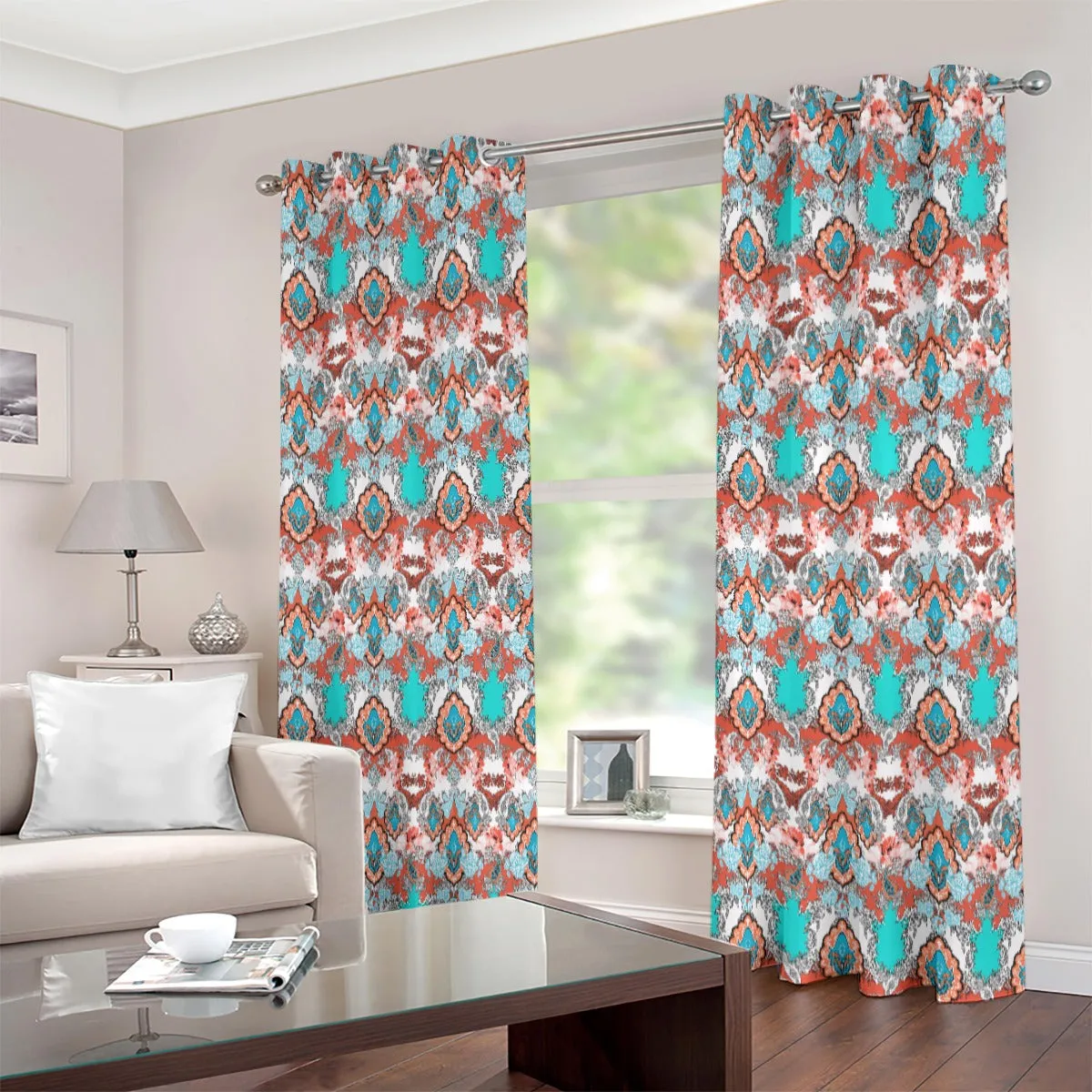 Vibrant Paisley Elegance Printed Eyelet Curtain